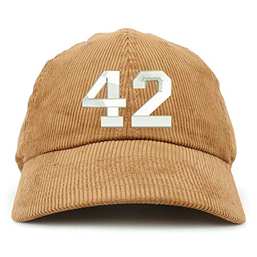 Trendy Apparel Shop Number 42 Collegiate Varsity Font Corduroy Unstructured Cap