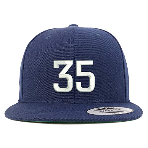 Trendy Apparel Shop Number 35 Embroidered Snapback Flatbill Baseball Cap