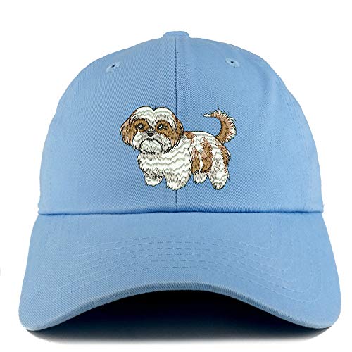 Trendy Apparel Shop Shih Tzu Dog Embroidered Low Profile Soft Cotton Dad Hat Cap