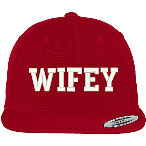 Trendy Apparel Shop Wifey Embroidered Flat Bill Adjustable Snapback Cap