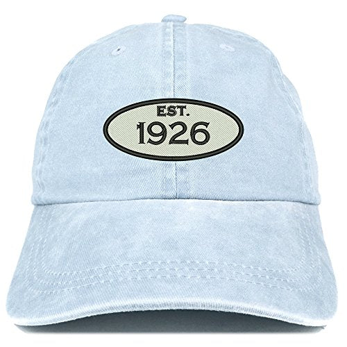 Trendy Apparel Shop Established 1926 Embroidered 95th Birthday Gift Pigment Dyed Washed Cotton Cap