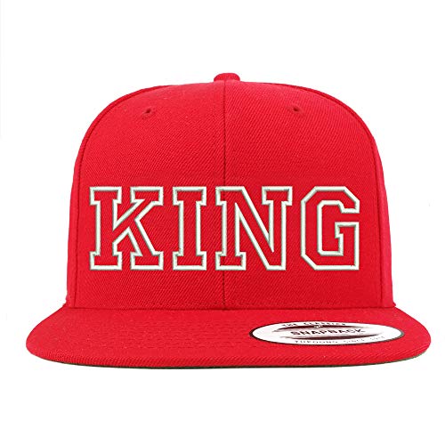 Trendy Apparel Shop King Outline Embroidered Snapback Flatbill Baseball Cap