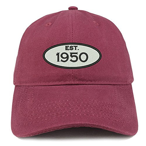 Trendy Apparel Shop Established 1950 Embroidered 71st Birthday Gift Soft Crown Cotton Cap