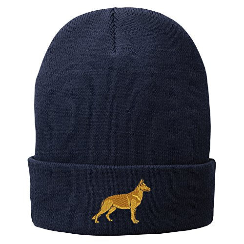 Trendy Apparel Shop German Shepherd Embroidered Winter Knitted Long Beanie