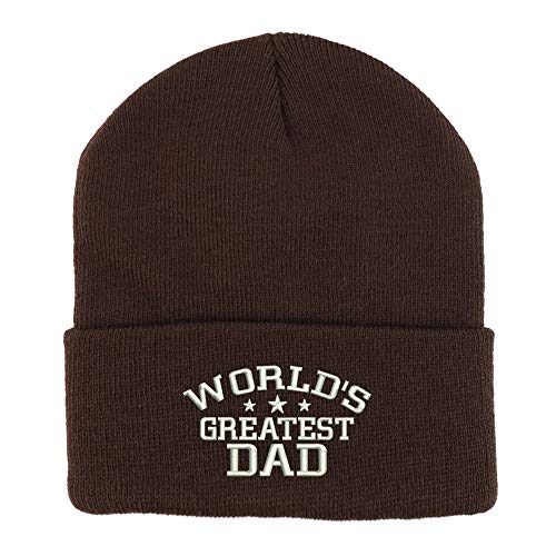 Trendy Apparel Shop World's Greatest Dad Embroidered Winter Long Cuff Beanie