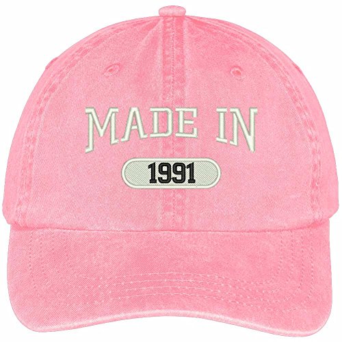 Trendy Apparel Shop 28th Birthday - Made in 1991 Embroidered Low Profile Washed Cotton Baseball Cap