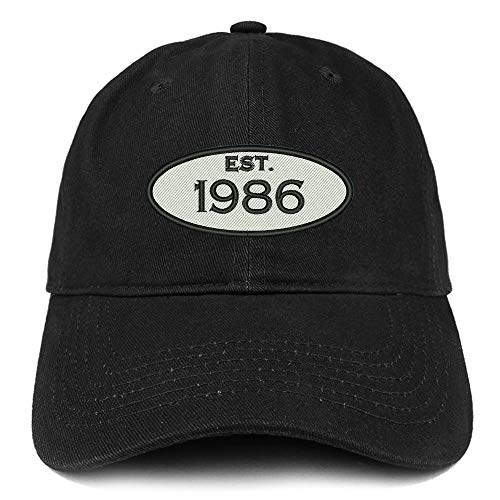 Trendy Apparel Shop 35th Birthday Established 1986 Soft Crown Brushed Cotton Cap