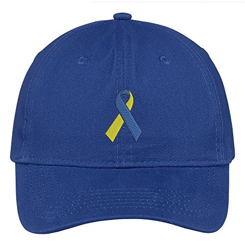 Trendy Apparel Shop Down Syndrome Ribbon Embroidered Soft Crown 100% Brushed Cotton Cap