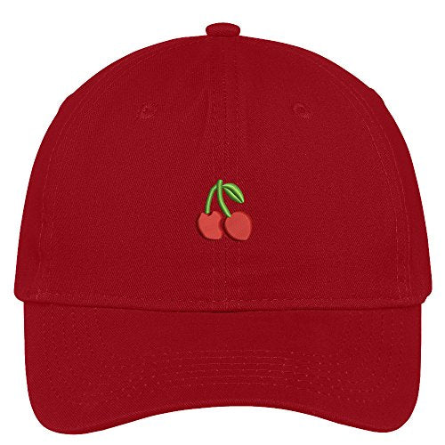 Trendy Apparel Shop Cherry Embroidered Low Profile Soft Cotton Brushed Baseball Cap