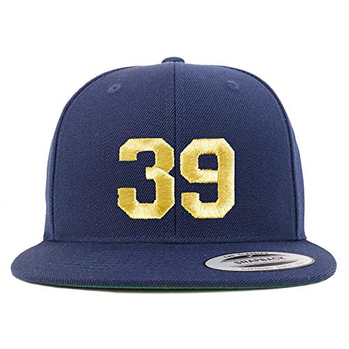 Trendy Apparel Shop Number 39 Gold Thread Flat Bill Snapback Baseball Cap