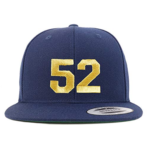 Trendy Apparel Shop Number 52 Gold Thread Flat Bill Snapback Baseball Cap