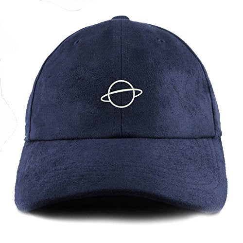 Trendy Apparel Shop Planet Embroidered Faux Suede Leather Adjustable Cap