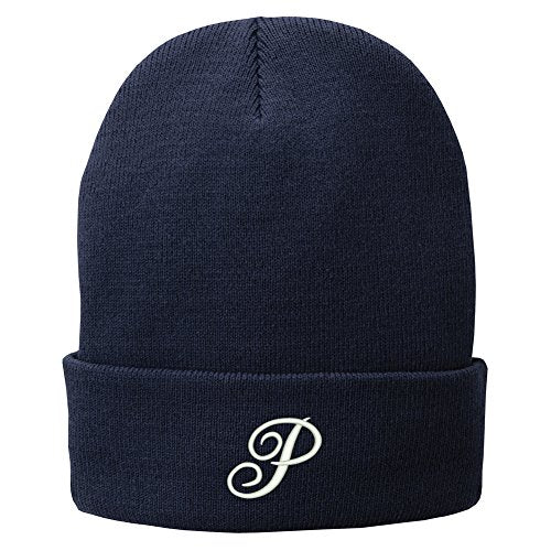 Trendy Apparel Shop Letter P Embroidered Winter Knitted Long Beanie