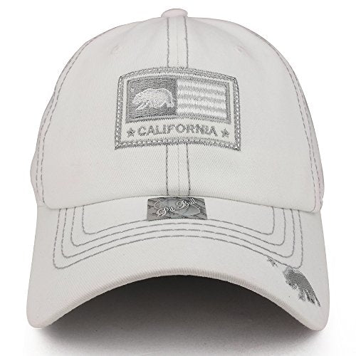 Trendy Apparel Shop California Flag with Cali Bear Embroidered Unstructured Baseball Cap