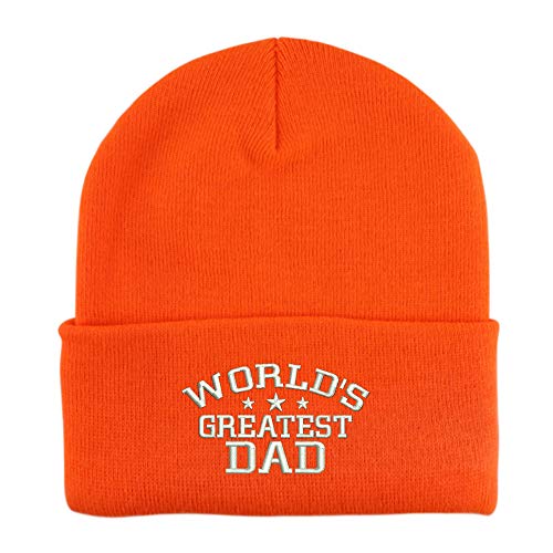 Trendy Apparel Shop World's Greatest Dad Embroidered Winter Long Cuff Beanie