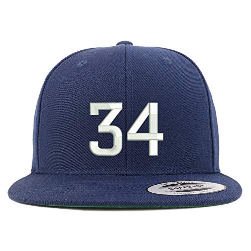 Trendy Apparel Shop Number 34 Embroidered Snapback Flatbill Baseball Cap