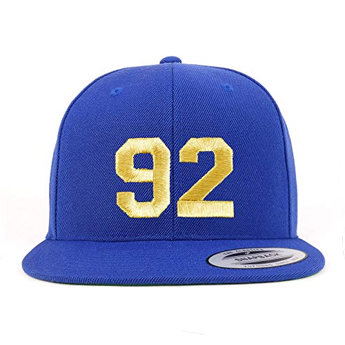 Trendy Apparel Shop Number 92 Gold Thread Flat Bill Snapback Baseball Cap