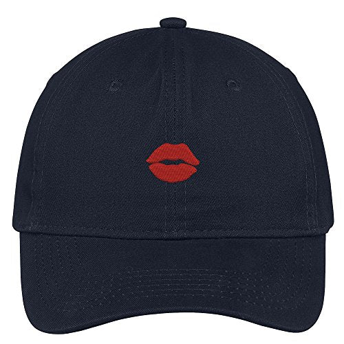 Trendy Apparel Shop Red Lips Embroidered 100% Quality Brushed Cotton Baseball Cap