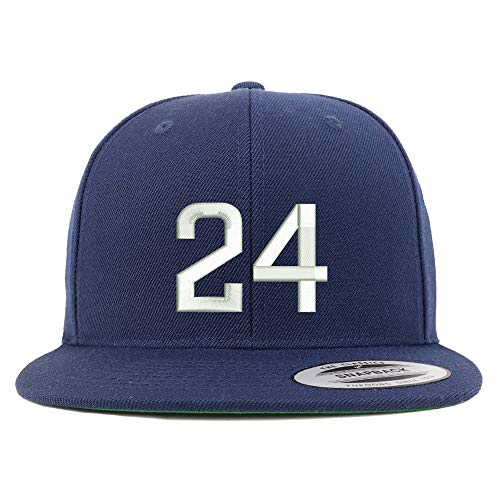 Trendy Apparel Shop Number 24 Embroidered Snapback Flatbill Baseball Cap