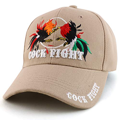 Trendy Apparel Shop Two Rooster Cock Fight Embroidered Structured Baseball Cap