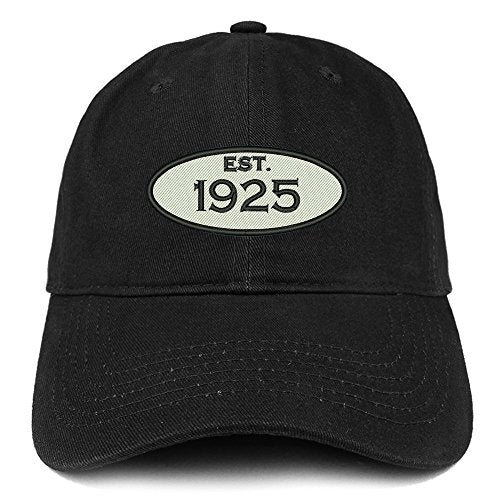 Trendy Apparel Shop Established 1925 Embroidered 96th Birthday Gift Soft Crown Cotton Cap