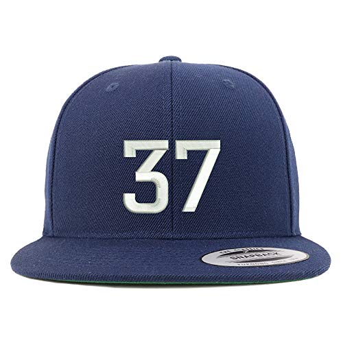 Trendy Apparel Shop Number 37 Embroidered Snapback Flatbill Baseball Cap