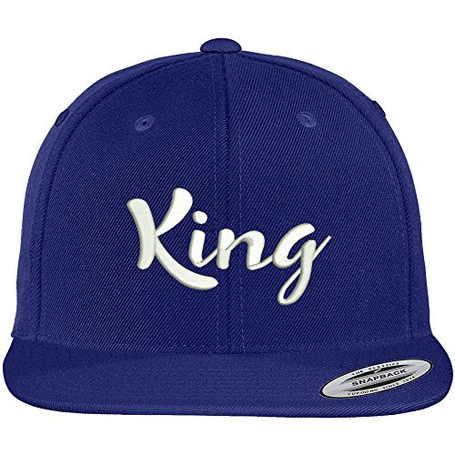 Trendy Apparel Shop King Script Embroidered Flat Bill Snapback Baseball Cap