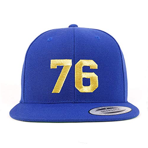 Trendy Apparel Shop Number 76 Gold Thread Flat Bill Snapback Baseball Cap