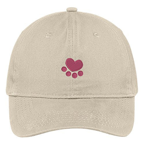 Trendy Apparel Shop Heart Paw Embroidered Low Profile Soft Cotton Brushed Baseball Cap