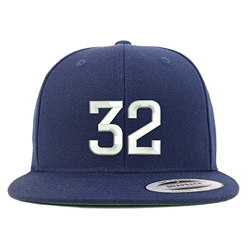 Trendy Apparel Shop Number 32 Embroidered Snapback Flatbill Baseball Cap