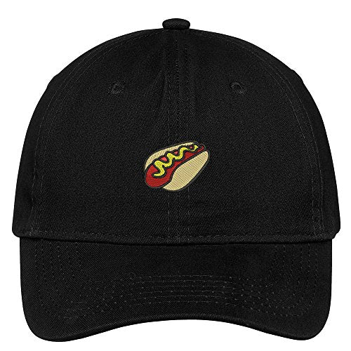 Trendy Apparel Shop Hot Dog with Mustard Embroidered Low Profile Soft Cotton Brushed Cap