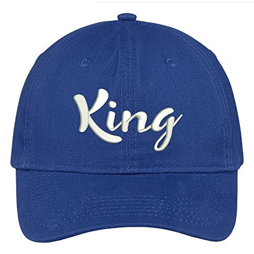 Trendy Apparel Shop King Script Embroidered Soft Crown 100% Brushed Cotton Cap