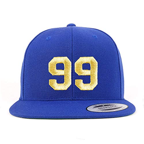 Trendy Apparel Shop Number 99 Gold Thread Flat Bill Snapback Baseball Cap