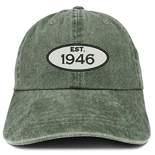 Trendy Apparel Shop 75th Birthday Established 1946 Washed Cotton Adjustable Cap