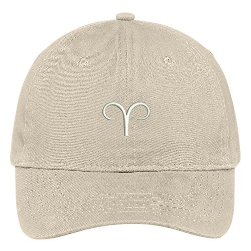 Trendy Apparel Shop Aries Zodiac Signs Embroidered Soft Crown 100% Brushed Cotton Cap