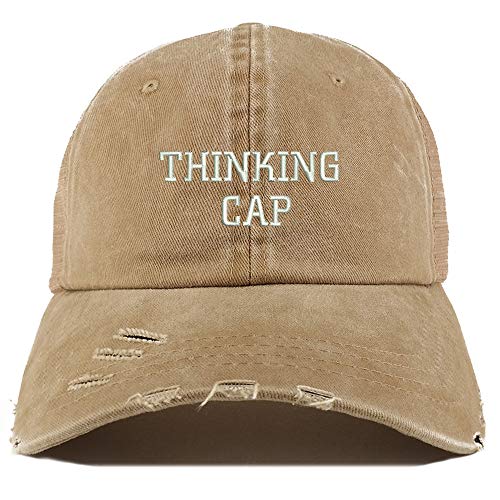 Trendy Apparel Shop Thinking Cap Washed Front Mesh Back Frayed Bill Cap