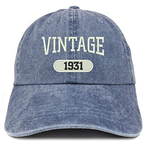 Trendy Apparel Shop 90th Birthday Vintage 1931 Washed Cotton Adjustable Cap