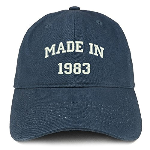 Trendy Apparel Shop Made in 1983 Text Embroidered 38th Birthday Brushed Cotton Cap