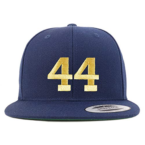 Trendy Apparel Shop Number 44 Gold Thread Flat Bill Snapback Baseball Cap