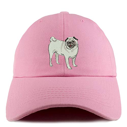 Trendy Apparel Shop Pug Dog Embroidered Low Profile Soft Cotton Dad Hat Cap