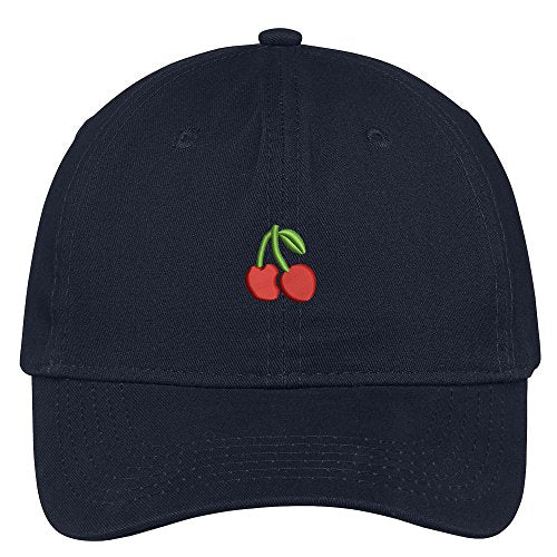 Trendy Apparel Shop Cherry Embroidered Low Profile Soft Cotton Brushed Baseball Cap