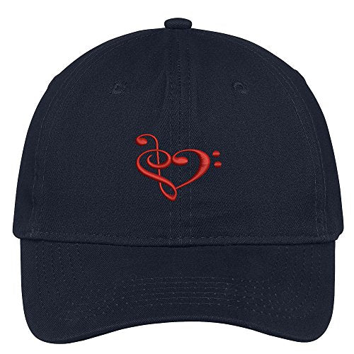 Trendy Apparel Shop Heart Music Note Embroidered Low Profile Soft Cotton Brushed Baseball Cap