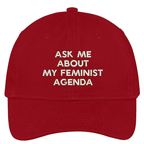 Trendy Apparel Shop Ask Me About My Feminist Agenda Embroidered Soft Brushed Cotton Cap