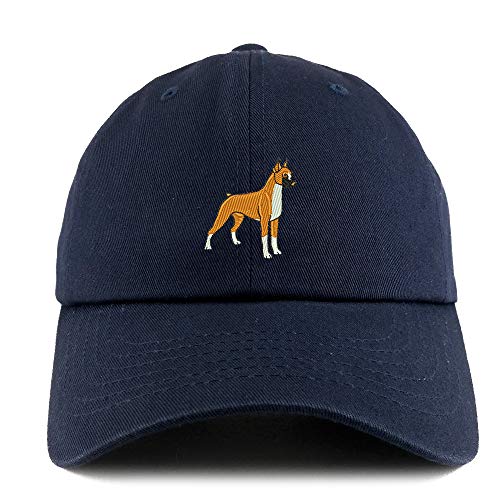 Trendy Apparel Shop Boxer Dog Embroidered Low Profile Soft Cotton Dad Hat Cap