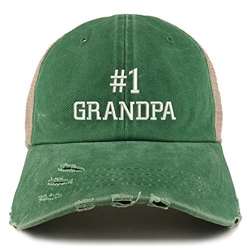 Trendy Apparel Shop Number 1 Grandpa Washed Front Mesh Back Frayed Bill Cap