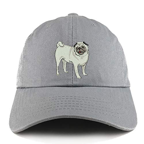 Trendy Apparel Shop Pug Dog Embroidered Low Profile Soft Cotton Dad Hat Cap