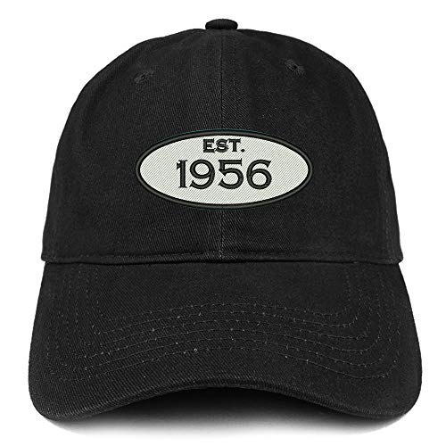 Trendy Apparel Shop 65th Birthday Established 1956 Soft Crown Brushed Cotton Cap