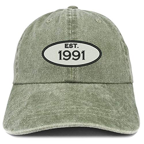 Trendy Apparel Shop 30th Birthday Established 1991 Washed Cotton Adjustable Cap