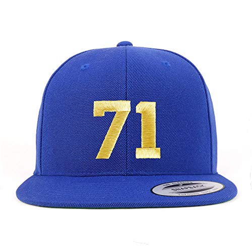 Trendy Apparel Shop Number 71 Gold Thread Flat Bill Snapback Baseball Cap