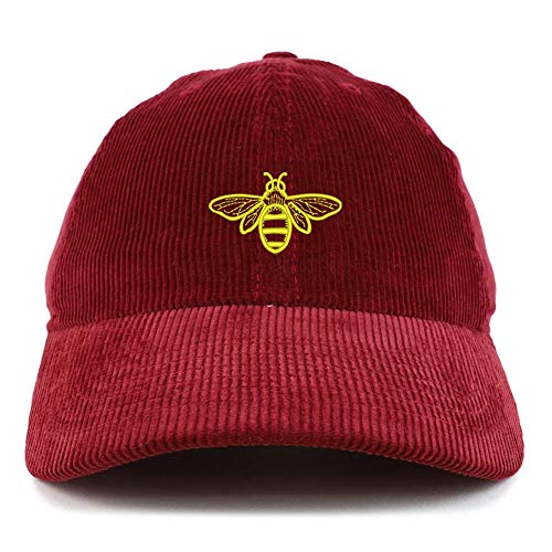 Trendy Apparel Shop Bee Embroidered Cotton Corduroy Unstructured Baseball Cap